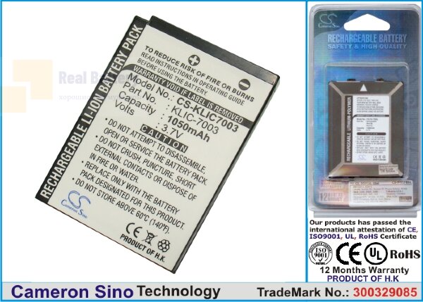 Аккумулятор CS-KLIC7003 для Kodak EasyShare M380 3,7V 1050Ah Li-ion