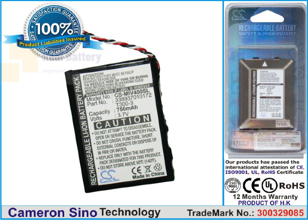 Аккумулятор CS-MIV400SL для Mitac Mio Moov 400 3,7V 750Ah Li-ion
