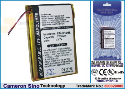Аккумулятор CS-IE10SL для iRiver E10 3,7V 720Ah Li-Polymer