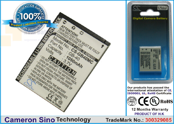 Аккумулятор CS-GB40MC для General Imaging E1030 3,7V 1050Ah Li-ion