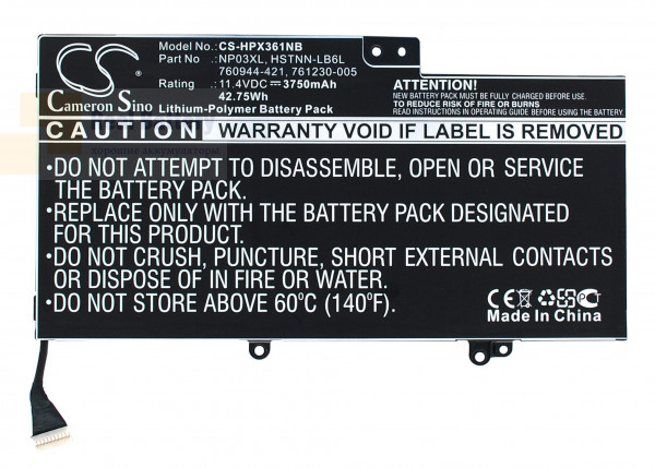Аккумулятор CS-HPX361NB для HP 15-U011DX  11,4V 3750mAh Li-Polymer