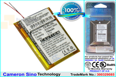 Аккумулятор CS-IRL2SL для iRiver 1LP4BLK 3,7V 750Ah Li-Polymer