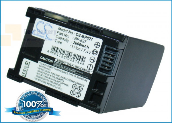 Аккумулятор CS-BP827 для Canon FS10 Flash Memory Camcorder 7,4V 2600Ah Li-ion