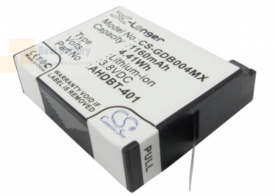 Аккумулятор CS-GDB004MX для GoPro Hero 4 3,8V 1160Ah Li-ion