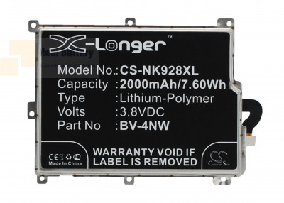 Аккумулятор CS-NK928XL для Nokia Lumia 928 3,8V 2000Ah Li-Polymer