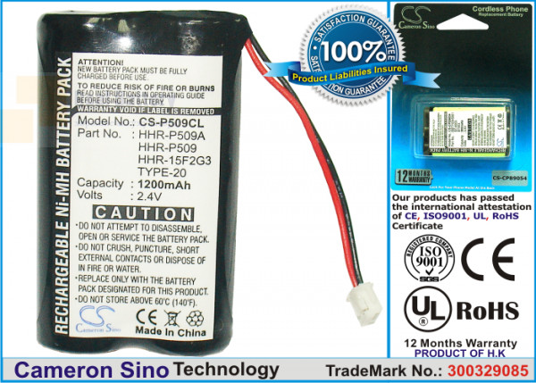 Аккумулятор CS-P509CL для Radio Shack 23-9091 2,4V 1200Ah Ni-MH