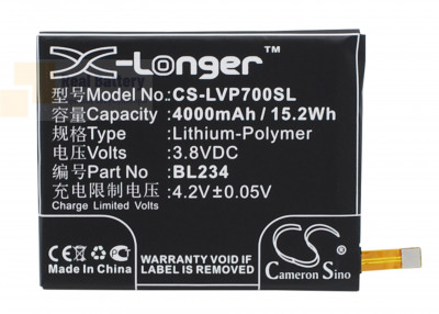 Аккумулятор CS-LVP700SL для Lenovo A5000 DUAL 3,8V 4000Ah Li-Polymer