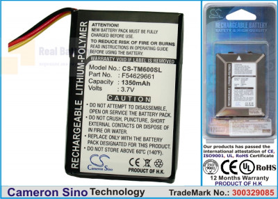 Аккумулятор CS-TM600SL для TomTom One V1 3,7V 1350Ah Li-Polymer