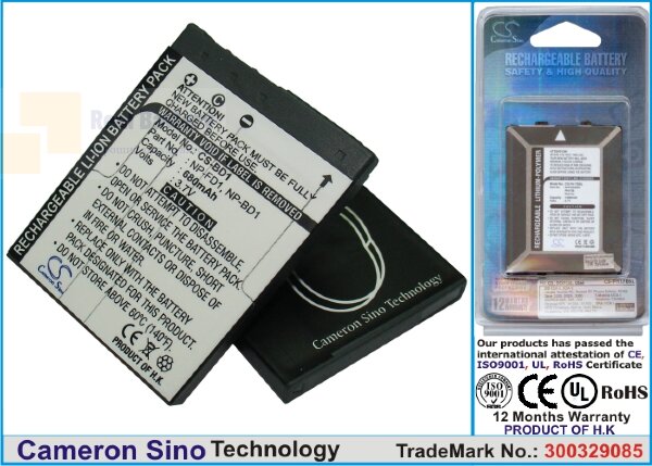 Аккумулятор CS-BD1 для Sony Cyber-shot DSC-G3 3,7V 680Ah Li-ion