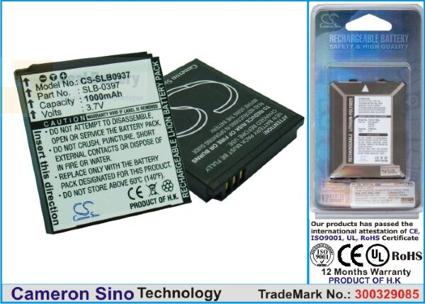 Аккумулятор CS-SLB0937 для Samsung CL5 3,7V 1000Ah Li-ion
