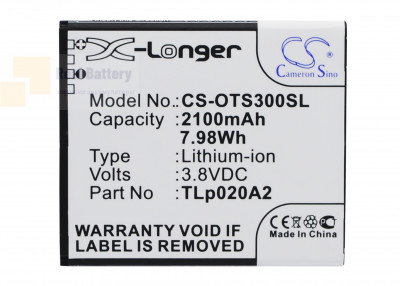 Аккумулятор CS-OTS300SL для Alcatel 5065W-2DALUS2 3,8V 2100Ah Li-ion