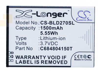 Аккумулятор CS-BLD270SL для BLU D270 3,7V 1500Ah Li-ion