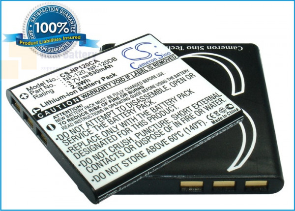 Аккумулятор CS-NP120CA для Casio Exilim EX-EX-S200BK 3,7V 630Ah Li-ion
