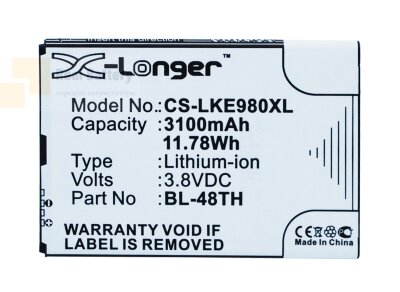 Аккумулятор CS-LKE980XL для LG E940 3,8V 3100Ah Li-ion