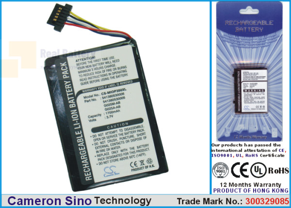 Аккумулятор CS-MIOP350XL для Navman Pin 3,7V 1700Ah Li-ion