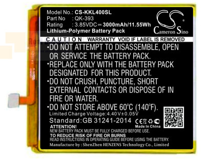 Аккумулятор CS-KKL400SL для QiKU 1503-A01 3,85V 3000Ah Li-Polymer