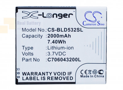 Аккумулятор CS-BLD532SL для BLU D532 3,7V 2000Ah Li-ion