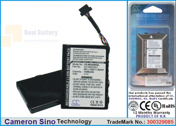 Аккумулятор CS-MG5000SL для Typhoon MyGuide SilverGuide 5000 3,7V 1250Ah Li-ion