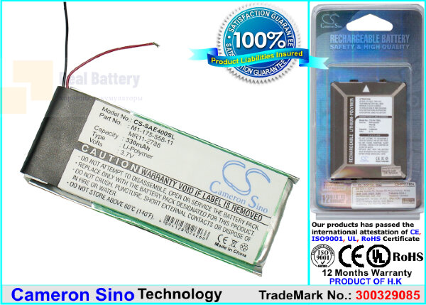 Аккумулятор CS-SAE400SL для Sony NW-E403 3,7V 330Ah Li-Polymer