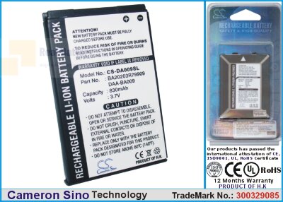Аккумулятор CS-DA009SL для Creative Zen Micro Photo 3,7V 830Ah Li-ion