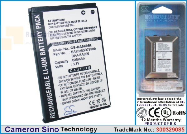 Аккумулятор CS-DA009SL для Creative Zen Micro Photo 3,7V 830Ah Li-ion