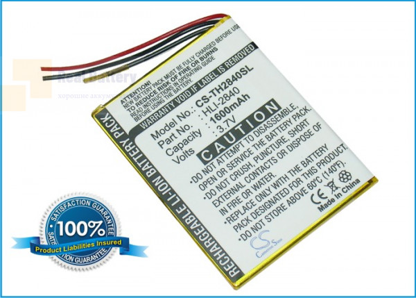 Аккумулятор CS-TH2840SL для Thompson PDP2840 MP3 Player 3,7V 1600Ah Li-ion