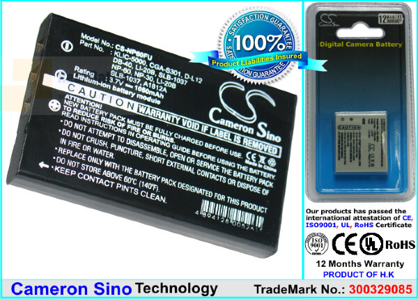 Аккумулятор CS-NP60FU для Sanyo VPC-HD100 3,7V 1050Ah Li-ion